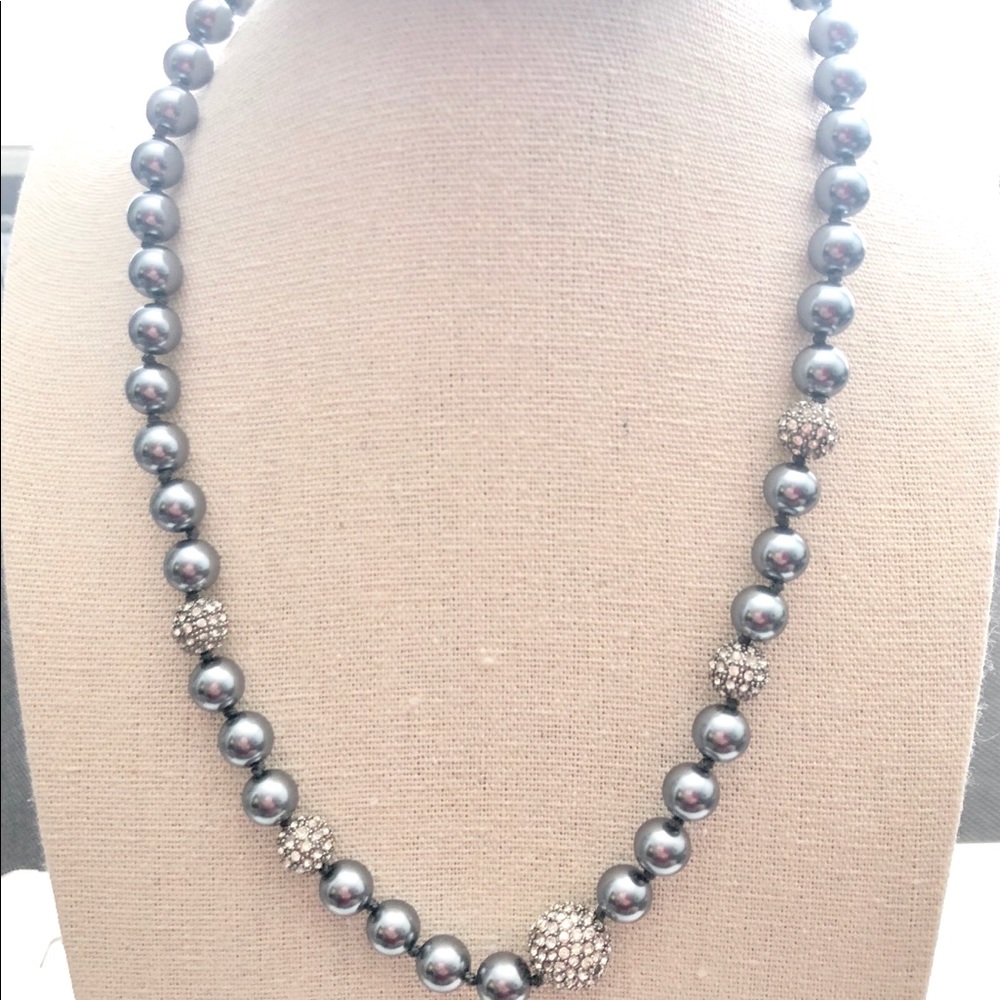 Monet slate metallic gray pearl necklace
